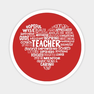 Teacher Heart Word Cloud Magnet